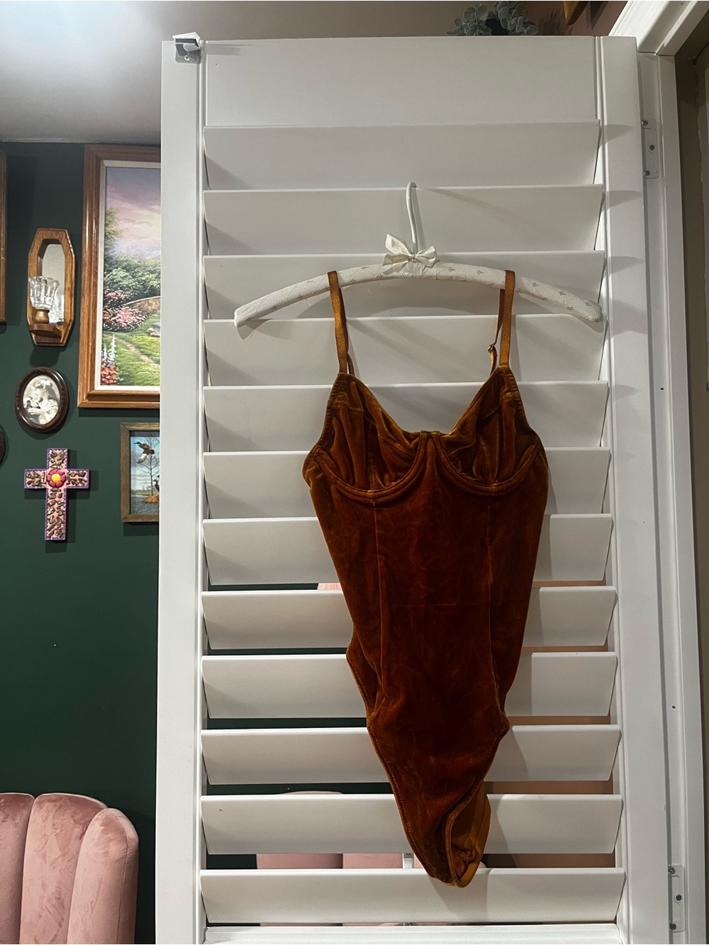 Rust Velvet Bustier Bodysuit